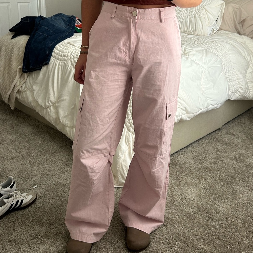 Urban Outfitters Light Pink Wide Leg Cargo Pants